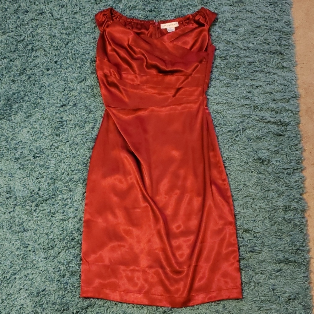 Stunning Red Satin Fitted Formal Dress